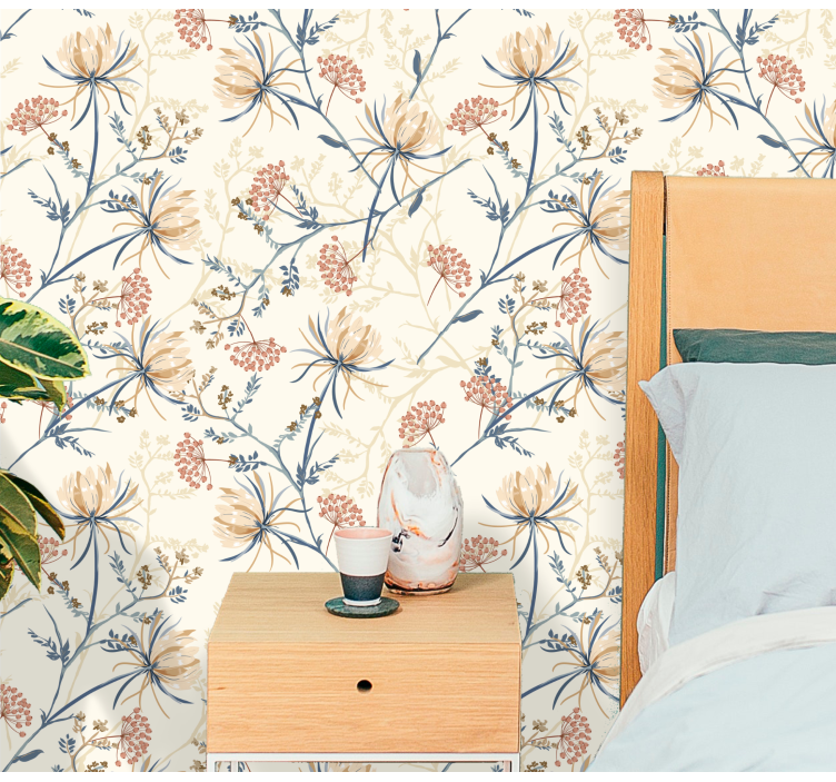 Botanical floral vintage style wallpaper - TenStickers