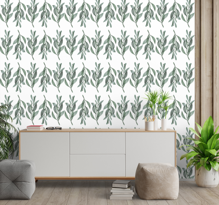 Botanical Foliage leaf wallpaper - TenStickers