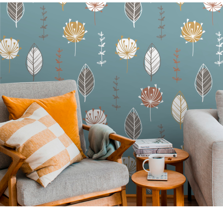 Botanical Motifs Pattern leaf wallpaper - TenStickers