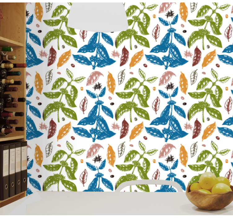 Botanical Print leaf wallpaper - TenStickers