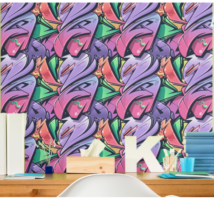 Bright abstract graffiti Art Wallpaper - TenStickers
