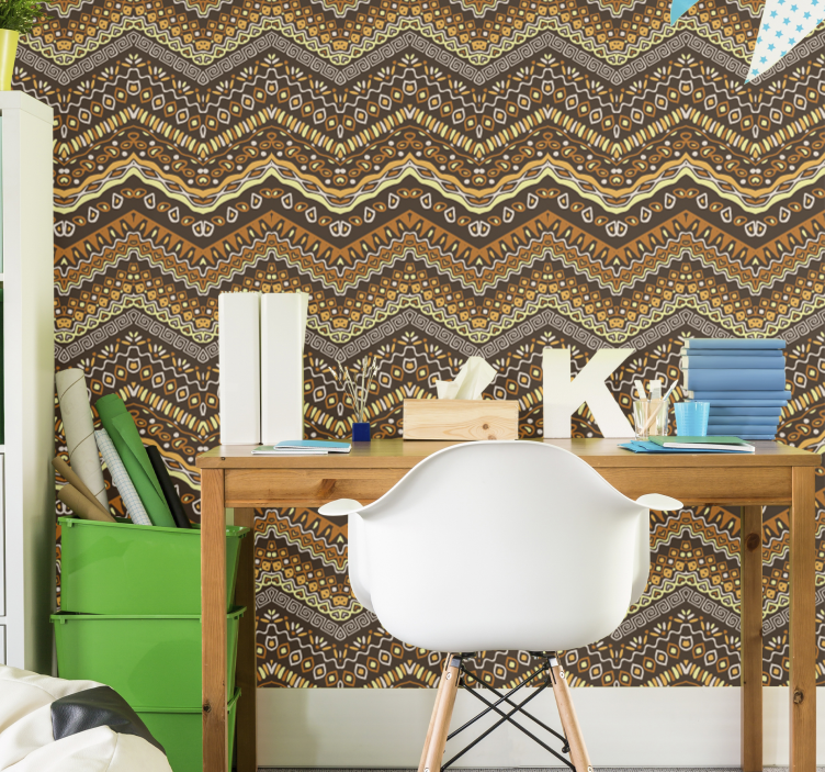 Brown drawn African tribal Art Wallpaper - TenStickers