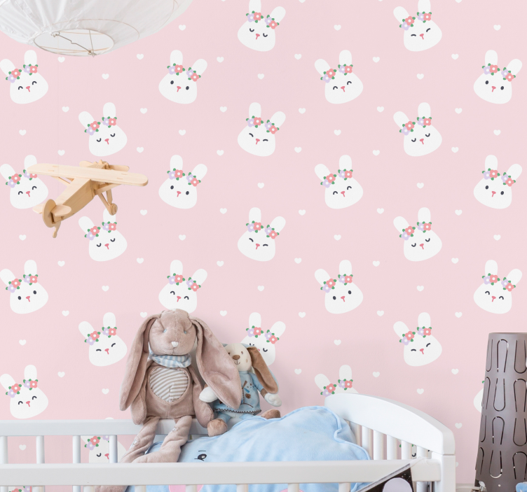 Bunny Polka Pattern animal wallpaper - TenStickers
