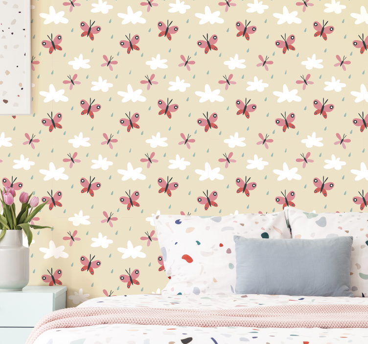 Butterflies Pattern butterfly wallpaper - TenStickers