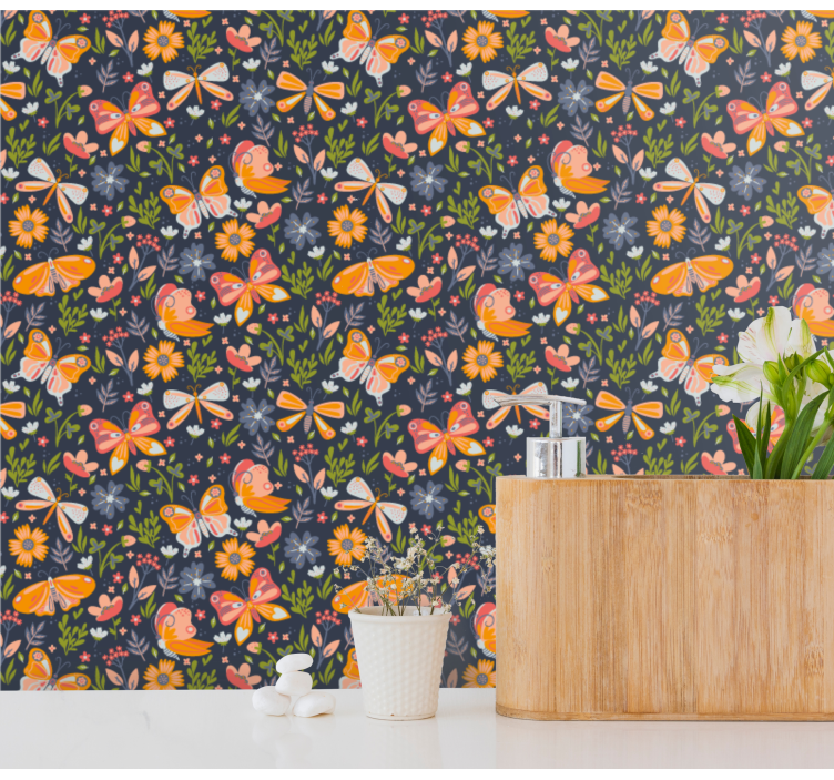 Butterfly Garden Panel butterfly wallpaper - TenStickers