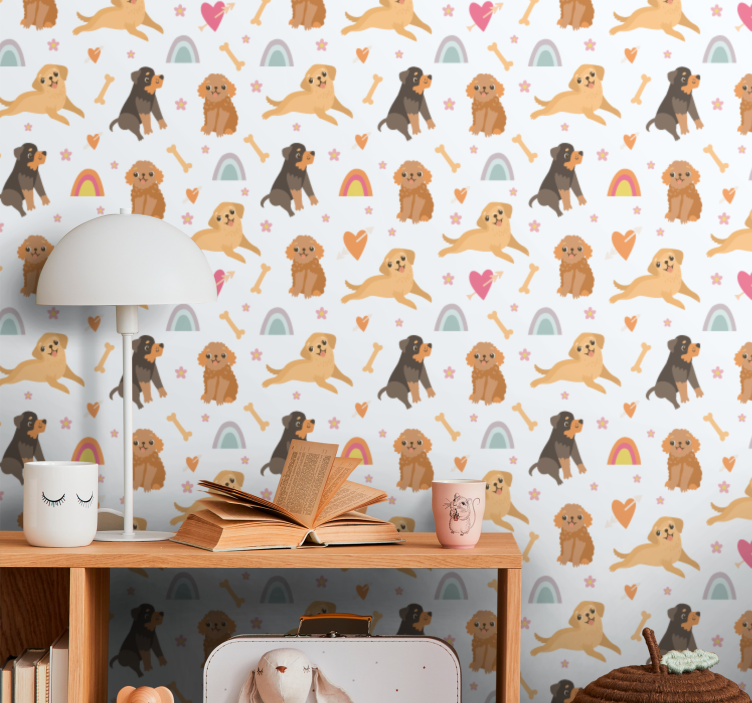 Cheerful Canine Motif dogs wallpaper - TenStickers