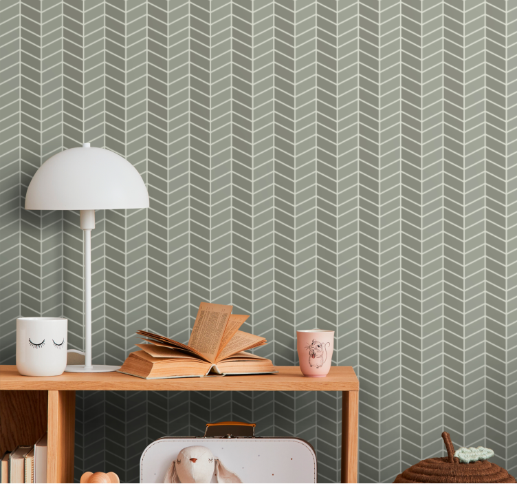 Beige chevron motif geometric wallpaper - TenStickers