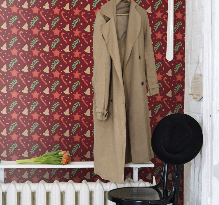 Jumbo candy pattern christmas wallpaper - TenStickers