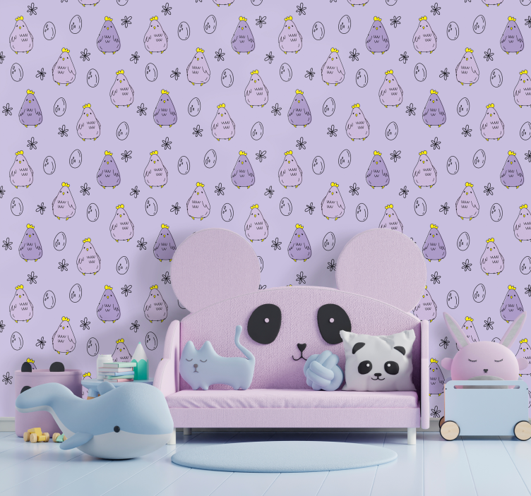 Chick Pattern Design kids wallpaper - TenStickers