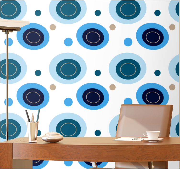Circular abstract motifs polka dots wallpaper - TenStickers