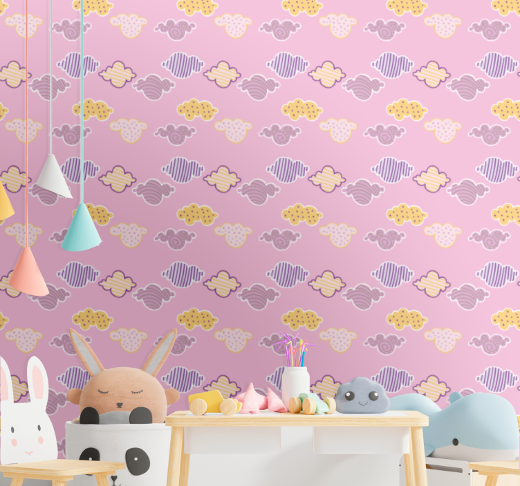 Cloudy Skies Pattern nursery wallpaper - TenStickers