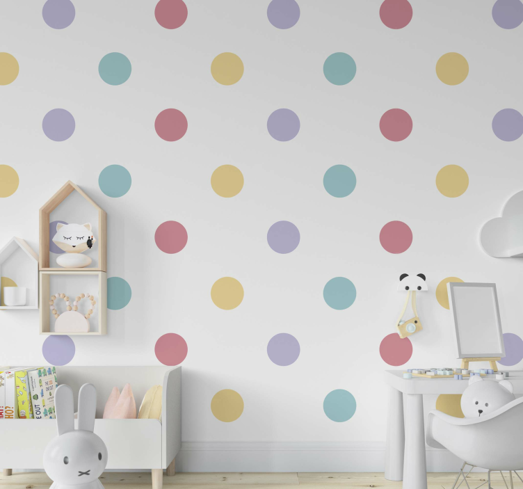 Colorful confetti Circle Pattern Wallpaper - TenStickers