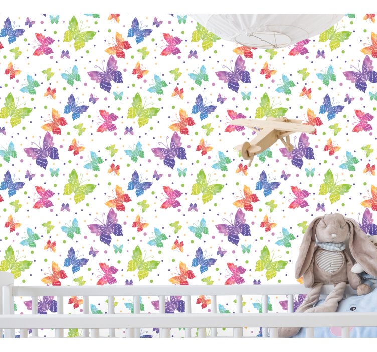 Colorful pattern for babies butterfly wallpaper - TenStickers