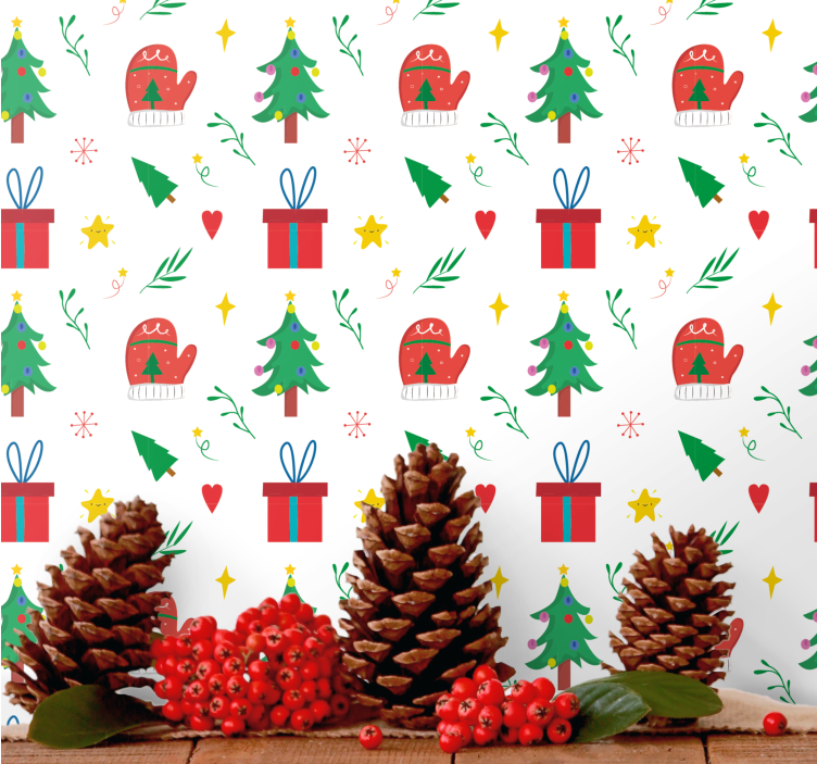 Colorful presents and gloves x-mas wallpaper - TenStickers
