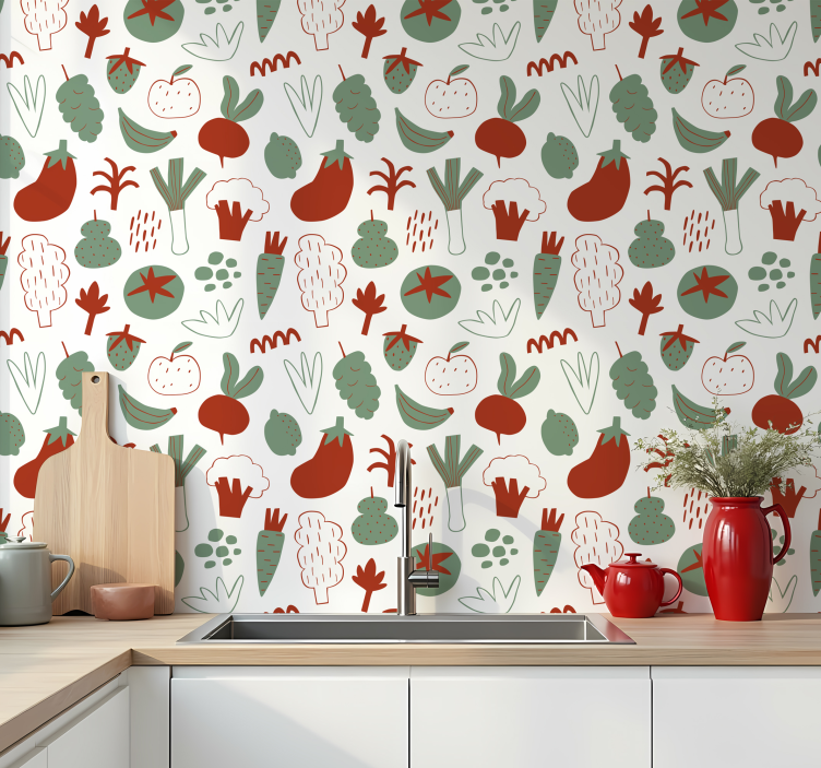 Colorful vegetables kitchen wallpaper - TenStickers