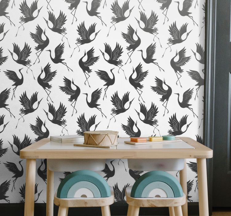 Crane Silhouette Motif birds wallpaper - TenStickers