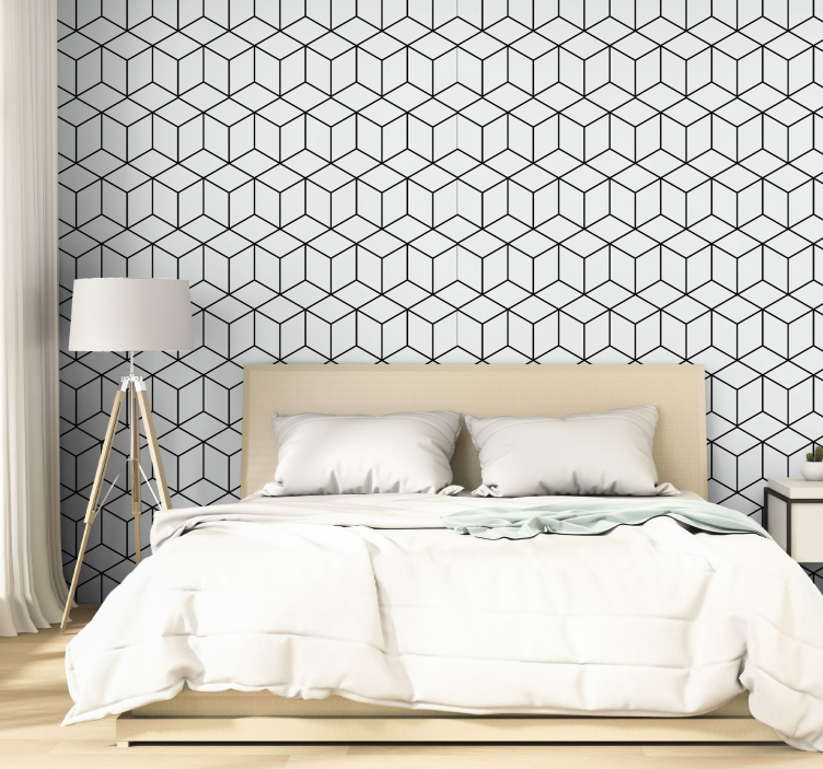 Cubic Pattern Accent geometric wallpaper - TenStickers