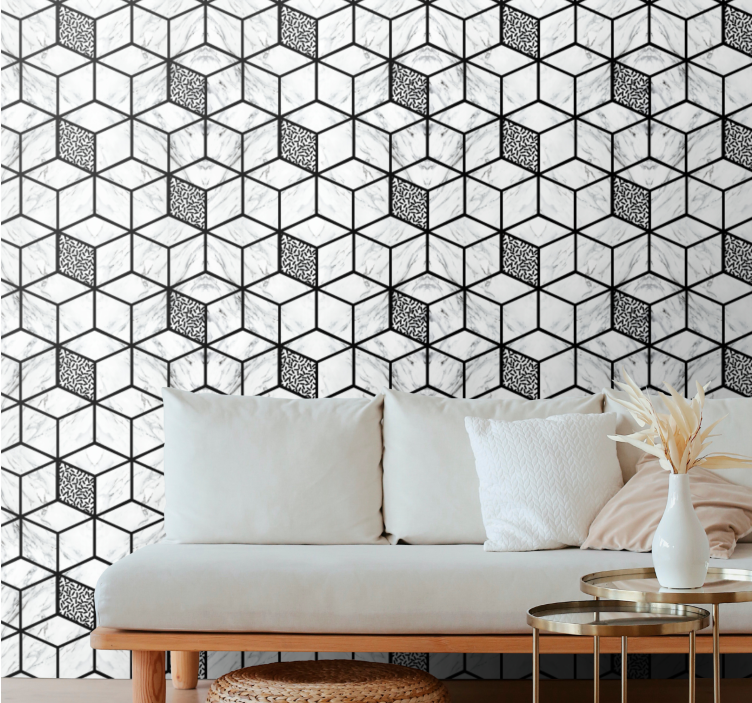 Cubic Pattern Design geometric wallpaper - TenStickers