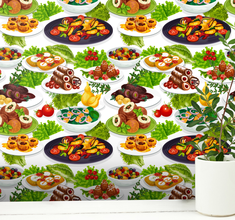 Culinary Delights kitchen wallpaper - TenStickers