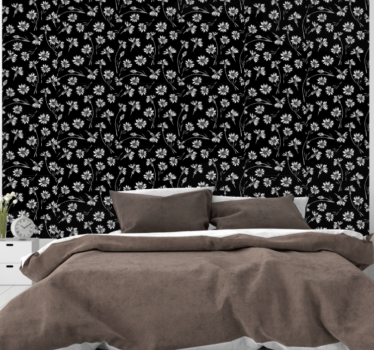 Daisy black burst flower wallpaper - TenStickers