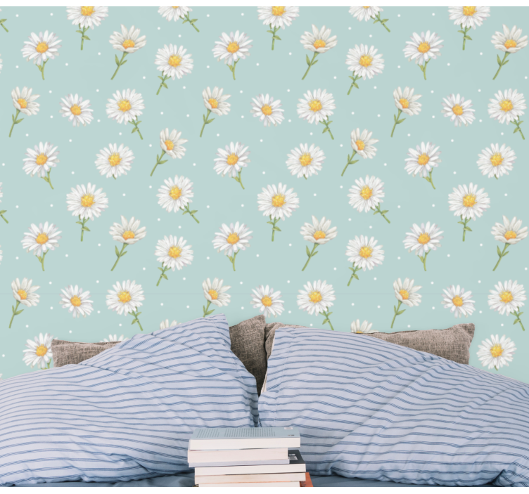 Daisy Field Pattern flower wallpaper - TenStickers
