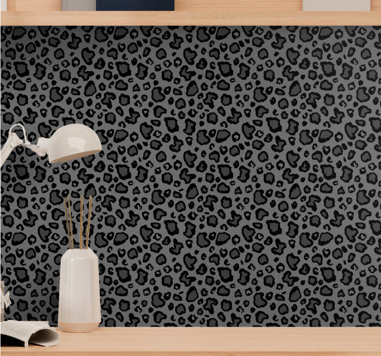 Dark gray and black leopard pattern wallpaper - TenStickers