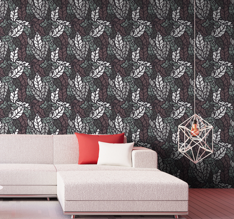 Dark Pattern Motif leaf wallpaper - TenStickers