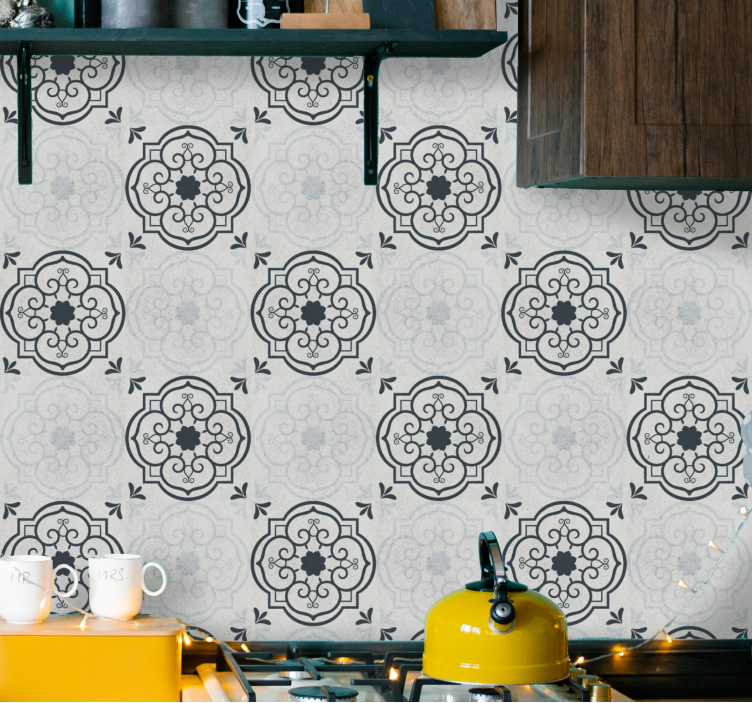 Decorative cement tile concrete wallpaper - TenStickers