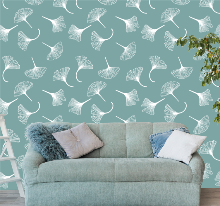 Delicate green ginkgo leaf wallpaper - TenStickers