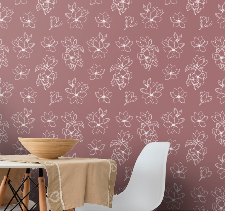 Delicate maroon colour flower wallpaper - TenStickers