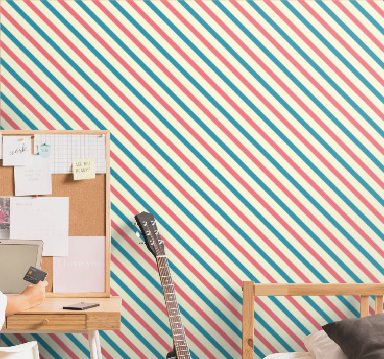 Diagonal Striped Pattern striped wallpaper - TenStickers
