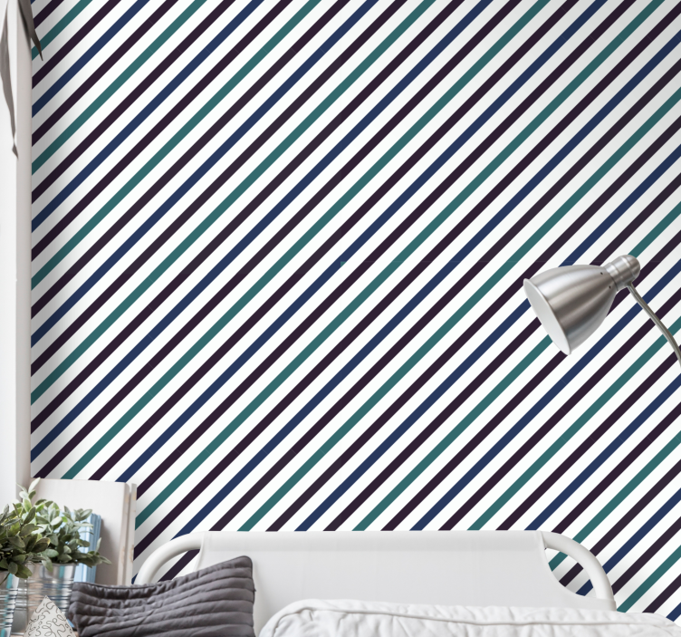 Diagonal Stripes Pattern horizontal striped wallpaper - TenStickers