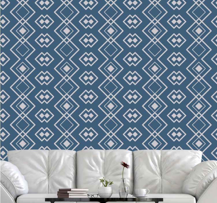 Diamond blue grid geometric wallpaper - TenStickers