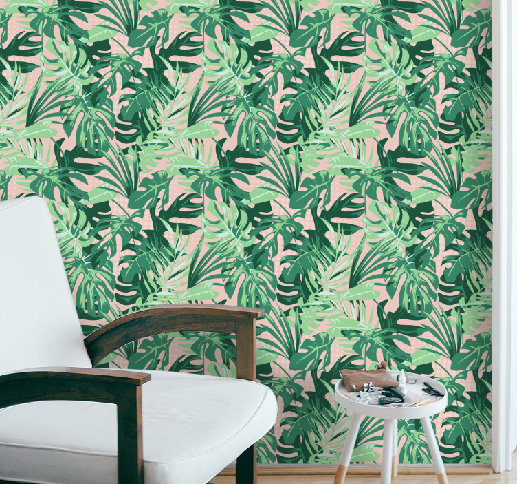 Different green leaves leaf wallpaper - TenStickers