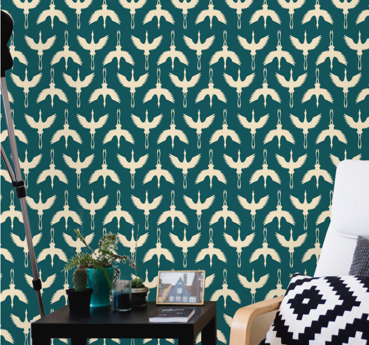 Elegant beige designs birds wallpaper - TenStickers