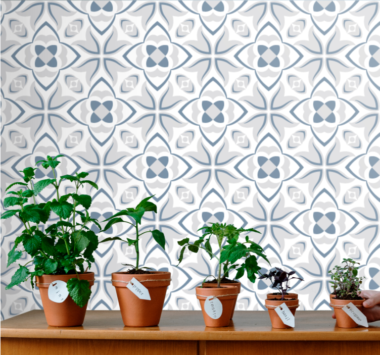 Elegant Floral Shapes tile wallpaper - TenStickers