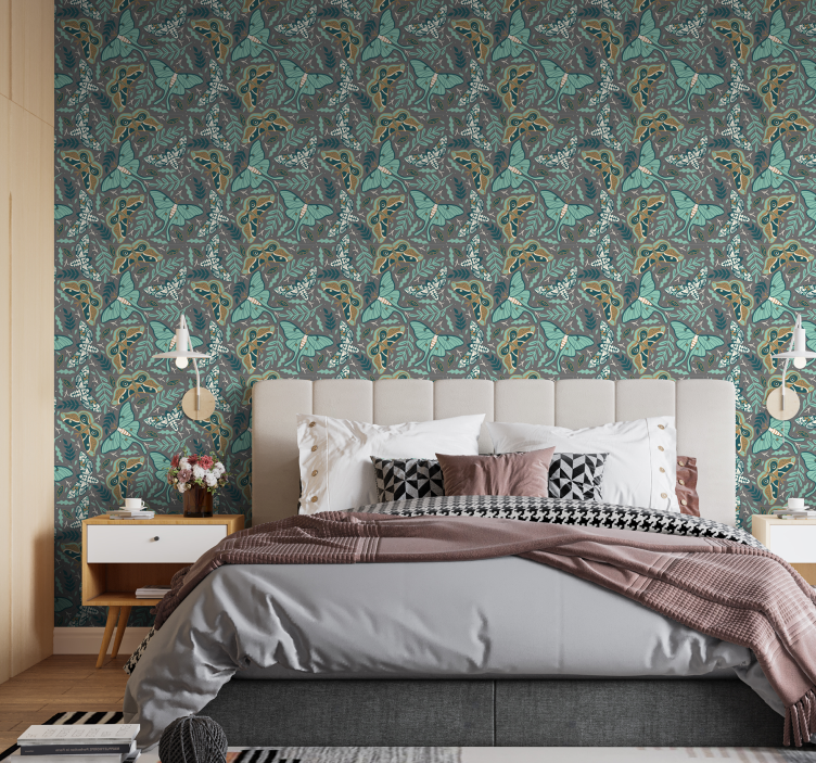 Elegant Ornamental Spread butterfly wallpaper - TenStickers