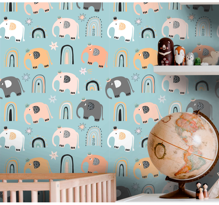 Elephant Rainbow Motifs kids wallpaper - TenStickers