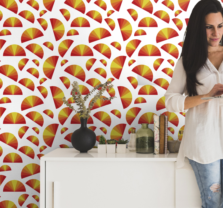 Retro sun motif vintage wallpaper - TenStickers