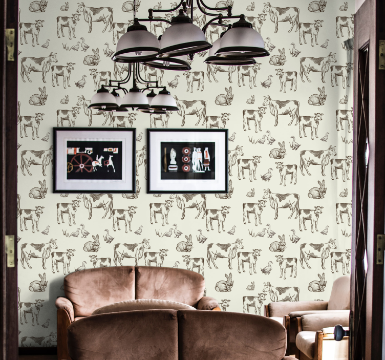 Farm Animal Sketches animal wallpaper - TenStickers