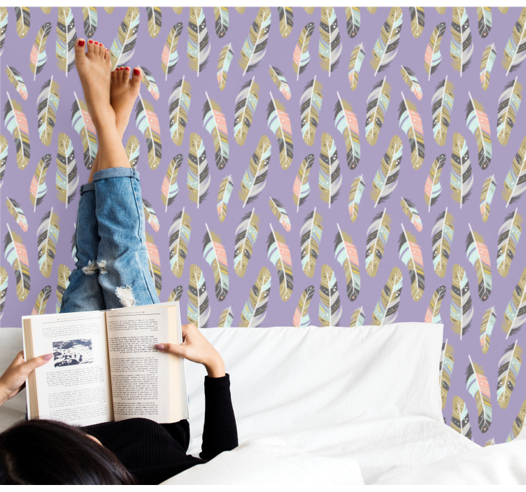 Feathered Patterns leaf wallpaper - TenStickers