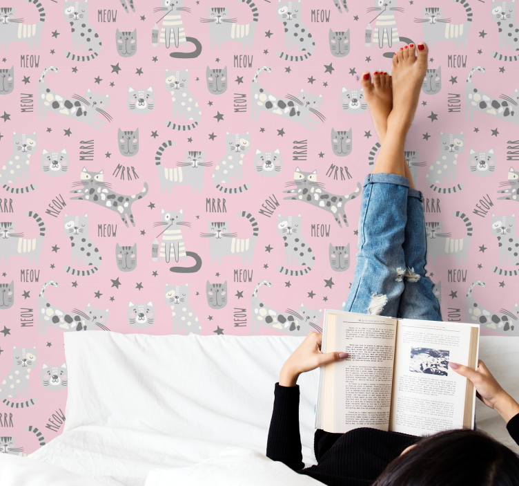 Feline Playtime cat wallpaper - TenStickers