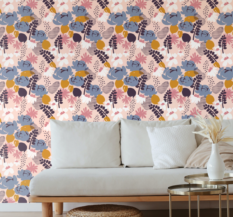 Floral Botanical Pattern floral ornament wallpaper - TenStickers