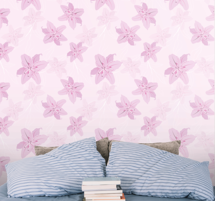 Floral Butterfly Motif lilac wallpaper - TenStickers