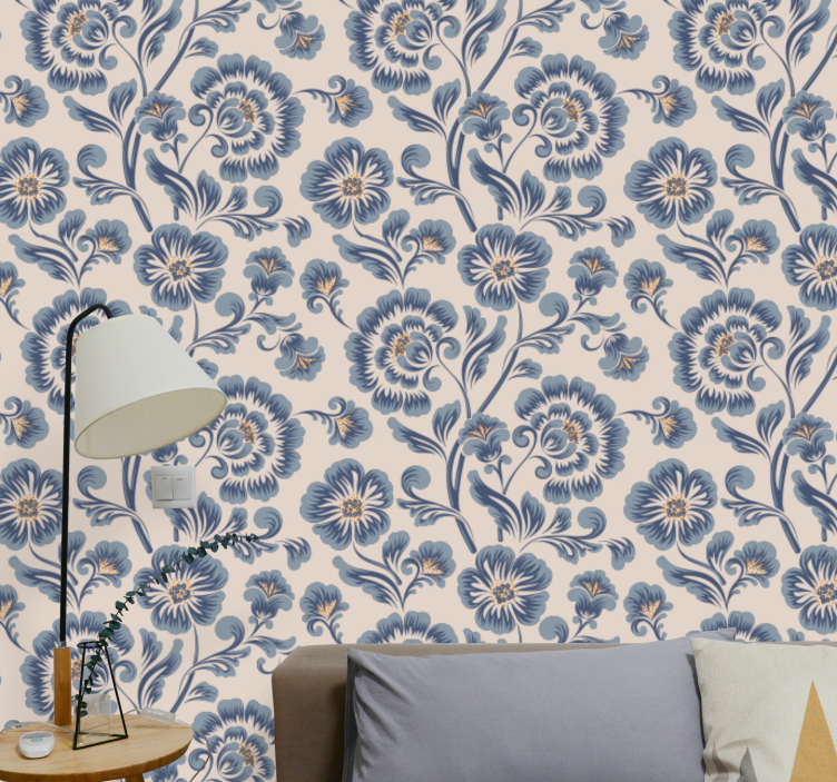 Floral Damask Elegance floral ornament wallpaper - TenStickers