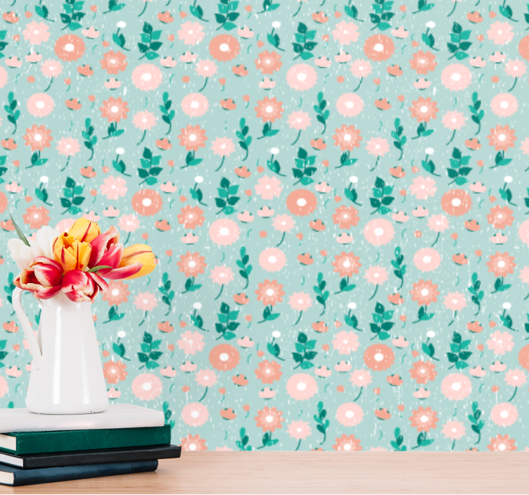 Soft spring print flower wallpaper - TenStickers