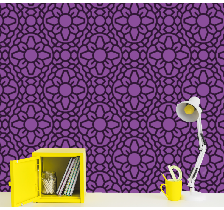 Floral Geometric Pattern floral ornament wallpaper - TenStickers
