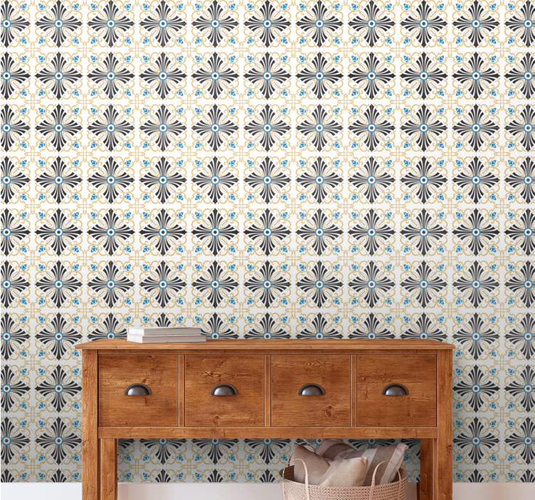 Floral Medallion Pattern ornamental wallpaper - TenStickers