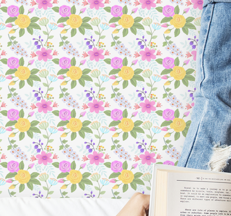 Floral Pattern Blossom flower wallpaper - TenStickers