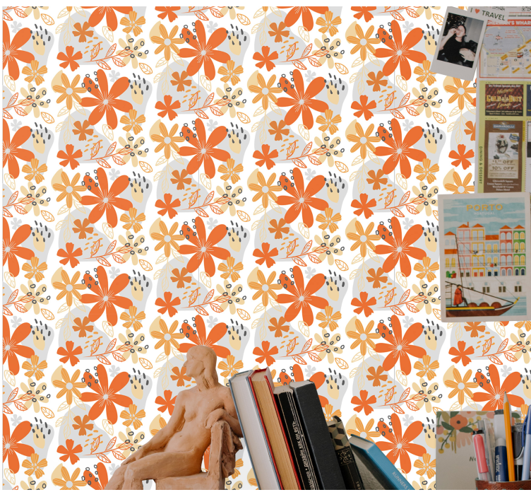 Floral Pattern Play flower wallpaper - TenStickers